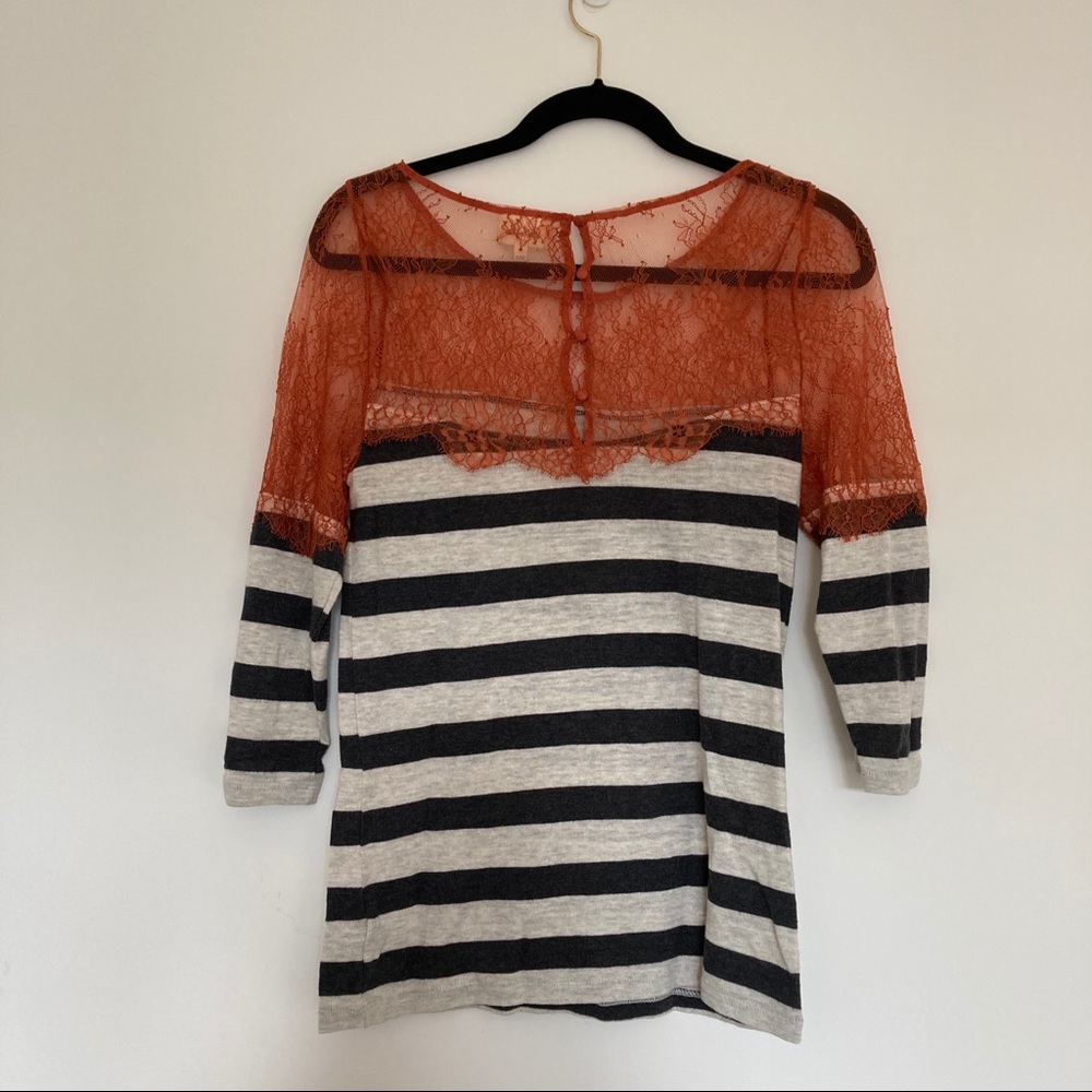 Anthropologie Deletta Lace and Lines Top Size S - Picture 7 of 9